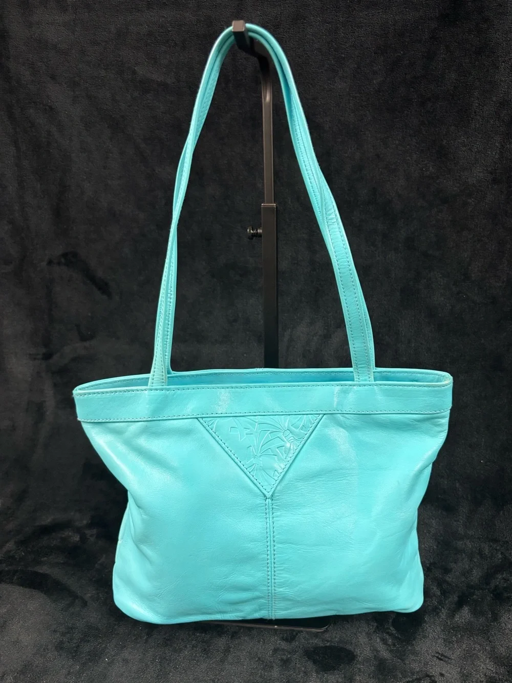 Vintage Toni Genuine Leather Turquoise Shoulder Tote Bag Y2K Aqua